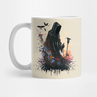 Splash Flowery Ink of Black Grim Reaper Mug